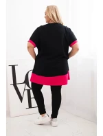 Dámská tunika Plus Size s květinovým vzorem a ozdobnými perličkami fuchsiová