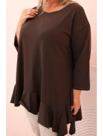Dámská blůza Plus Size s model 21259122 kapsou a ohrnutým rukávem kiwi - K-Fashion Dámská blůza Plus Size s model 21259122 kapsou a ohrnutým rukávem kiwi - K-Fashion