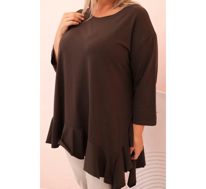 Dámská blůza Plus Size s model 21259122 kapsou a ohrnutým rukávem kiwi - K-Fashion Dámská blůza Plus Size s model 21259122 kapsou a ohrnutým rukávem kiwi - K-Fashion