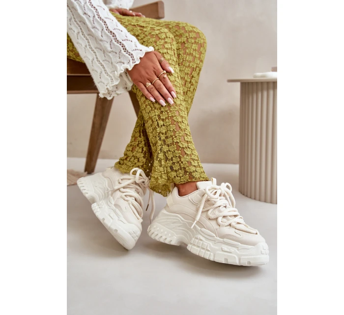 Dámské tenisky na masivní světle béžové model 21667369 - Boto Dámské tenisky na masivní světle béžové model 21667369 - Boto