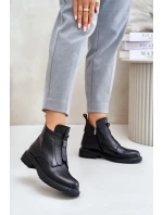 Kožené Boty Na Plochém Podpatku Zateplené Černé model 21675477 - EVENTO Kožené Boty Na Plochém Podpatku Zateplené Černé model 21675477 - EVENTO