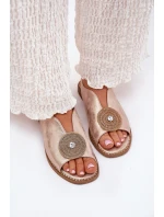 Lesklé Dámské Sandály S Dekorativním Detailem S.Barski KV51-012 Růžové Zlato