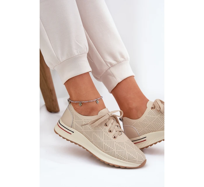 Dámské Kožené Lehká Polobotky model 21691712 Béžové - Artiker