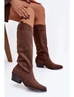 Dámské Na Podpatku Z Eko Semiše Hnědé model 21757567 - Boto