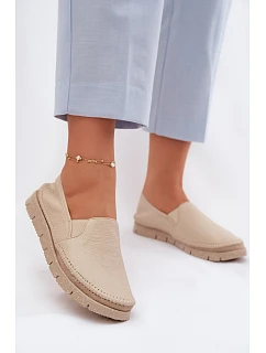 Dámské nazouvací kožené polobotky model 22100741 Béžové - Maciejka