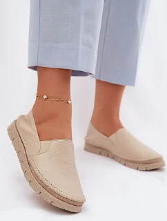 Dámské nazouvací kožené polobotky model 22100741 Béžové - Maciejka