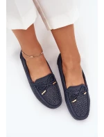 Dámské mokasíny s perforovaným vzorem a šněrováním Mirisa – granátové