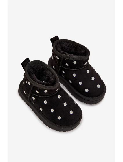 Dětské sněhule s květinovým motivem Gracina – černé Dětské sněhule s květinovým motivem Gracina – černé