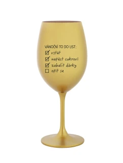 VÁNOČNÍ TODO LIST - zlatá sklenice na víno 350 ml