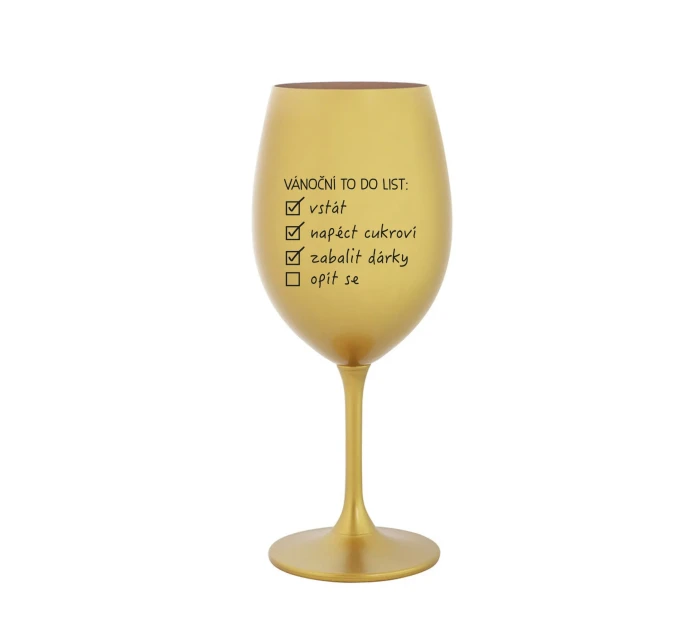 VÁNOČNÍ TODO LIST - zlatá sklenice na víno 350 ml VÁNOČNÍ TODO LIST - zlatá sklenice na víno 350 ml