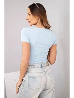 Dámská bambusová halenka s krátkým rukávem a širokým výstřihem basic modrá Dámská bambusová halenka s krátkým rukávem a širokým výstřihem basic modrá