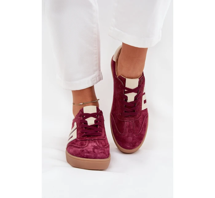 Dámské semišové sneakersy model 21704973 bordové - VINCEZA