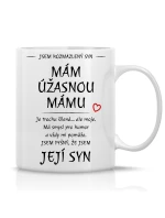 MÁM ÚŽASNOU MÁMU - klasický bílý keramický hrníček 300 ml