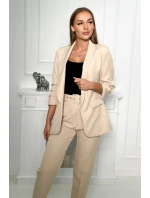 Elegantní souprava saka a kalhot tmavě béžové barvy Elegantní souprava saka a kalhot tmavě béžové barvy