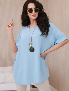 Oversized halenka s přívěskem modrý