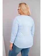 Dámská blůza Plus Size s potiskem Love You More modrá