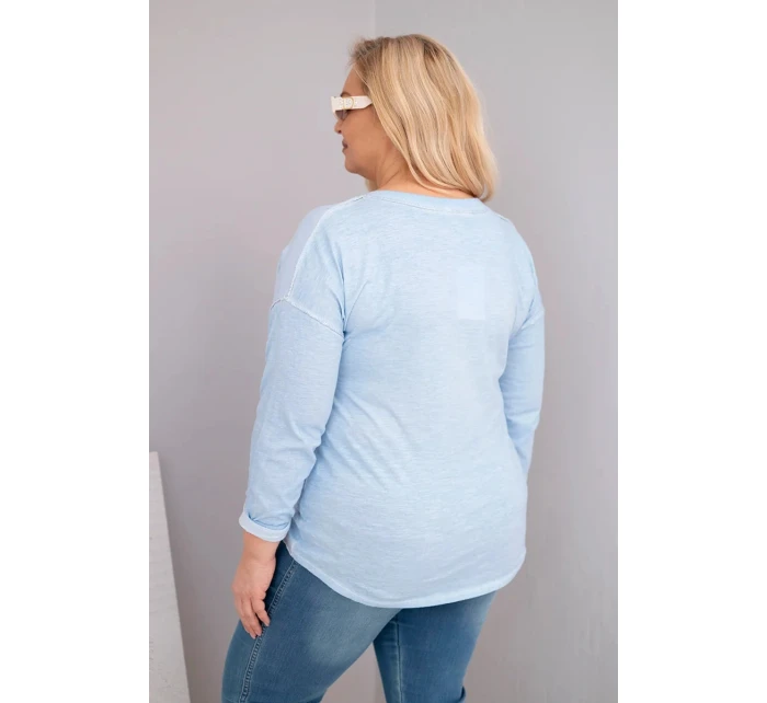 Dámská blůza Plus Size s potiskem Love You More modrá