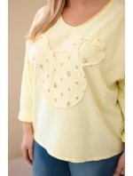 Dámská bavlněná blůza Plus Size s výstřihem do V žlutá Dámská bavlněná blůza Plus Size s výstřihem do V žlutá
