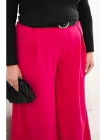 Dámské kalhoty Plus Size se širokými nohavicemi a páskem fuchsiová