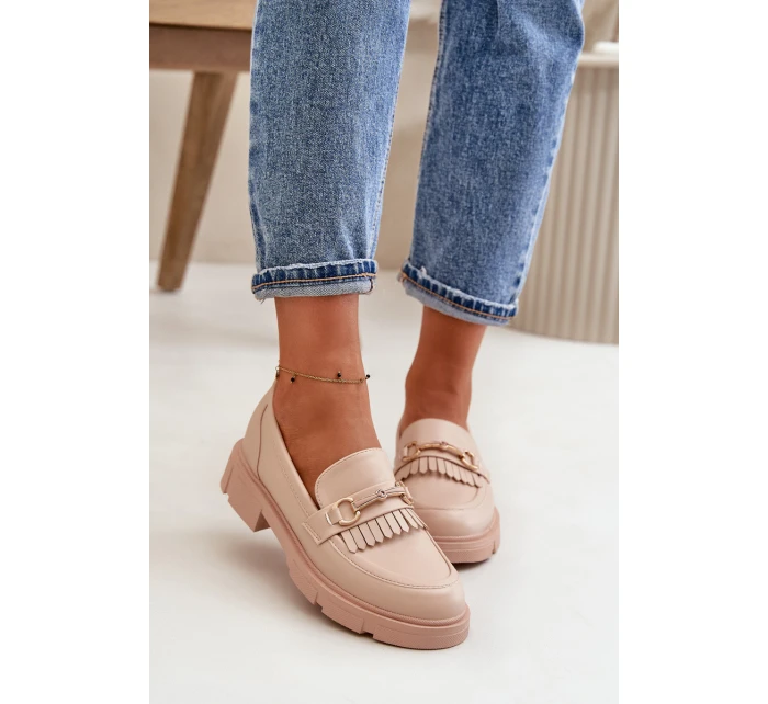 Dámské Mokasíny S Dekorací Eko Kůže Béžové model 21670524 - Boto Dámské Mokasíny S Dekorací Eko Kůže Béžové model 21670524 - Boto