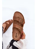 Semišové Dámské Pantofle Se Sponami Big Star RR274A394 Hnědé Semišové Dámské Pantofle Se Sponami Big Star RR274A394 Hnědé