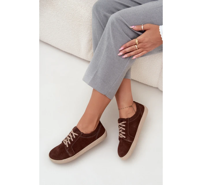 Trampki typu barefoot z přírodního semiše Zazoo 314 čokoládové Trampki typu barefoot z přírodního semiše Zazoo 314 čokoládové