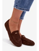 Dámské mokasíny s malým zlatým detailem čokoládové Sarivelle