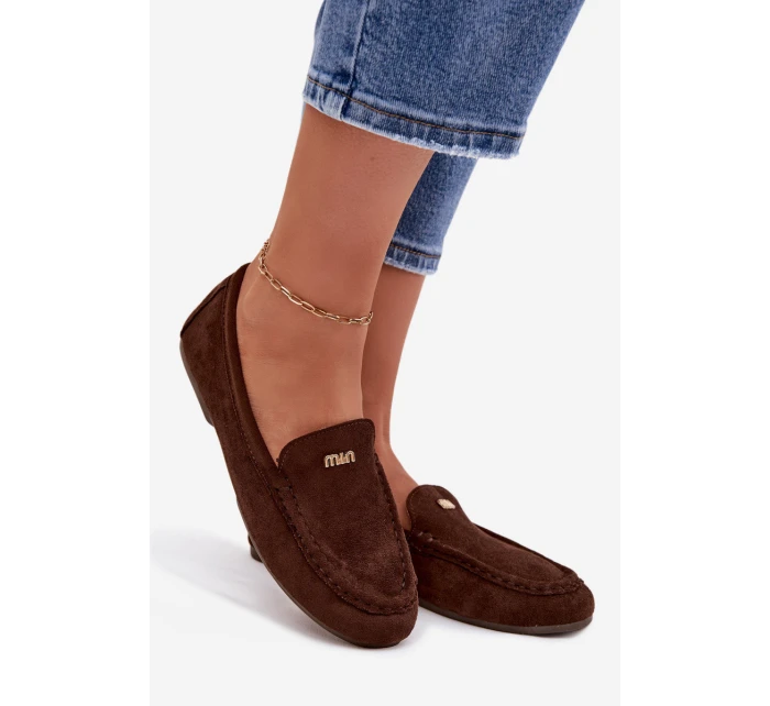 Dámské mokasíny s malým zlatým detailem čokoládové Sarivelle