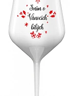 SNÍM O VÁNOCÍCH BÍLÝCH - bílá nerozbitná sklenice na víno 470 ml