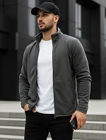Pánská fleecová mikina se stojáčkem, tmavě šedá, FashionStreet BX4772