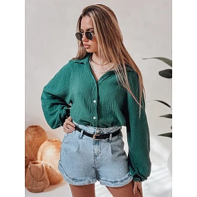 Dámská mušelínová košile oversize MUSLINEA zelená FashionStreet DY0474 Dámská mušelínová košile oversize MUSLINEA zelená FashionStreet DY0474
