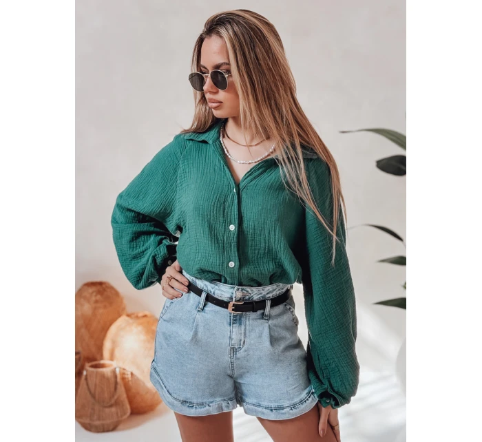 Dámská mušelínová košile oversize MUSLINEA zelená FashionStreet DY0474