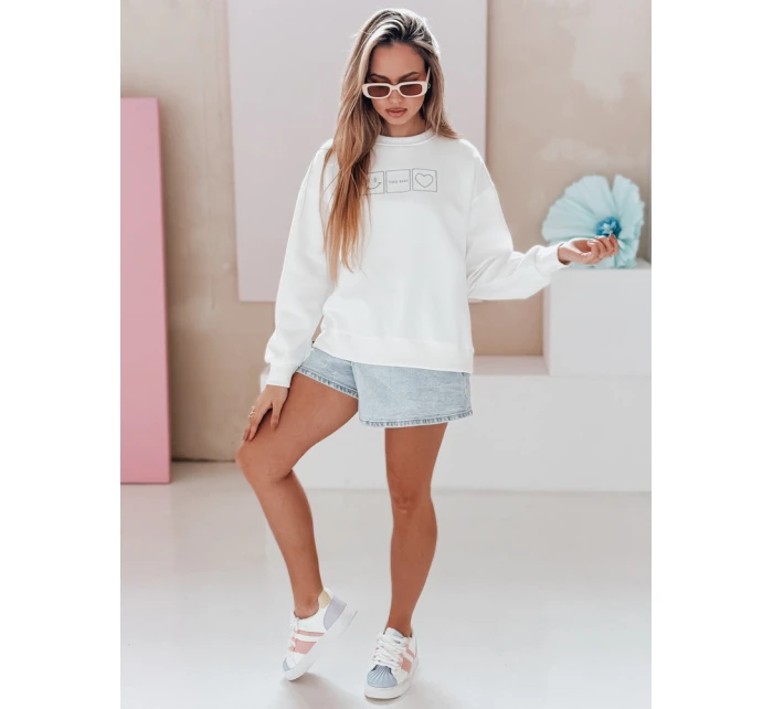 Dámská oversize mikina s výšivkou EASYJOY bílá FashionStreet BY1514