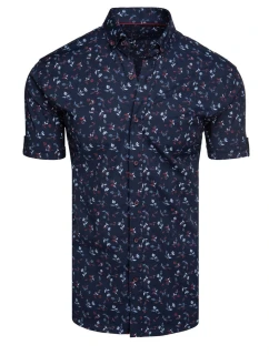 Pánská tmavě modrá košile s krátkým rukávem FashionStreet KX1038