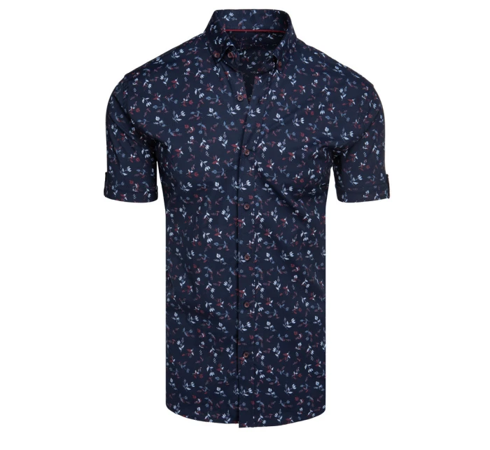 Pánská tmavě modrá košile s krátkým rukávem FashionStreet KX1038