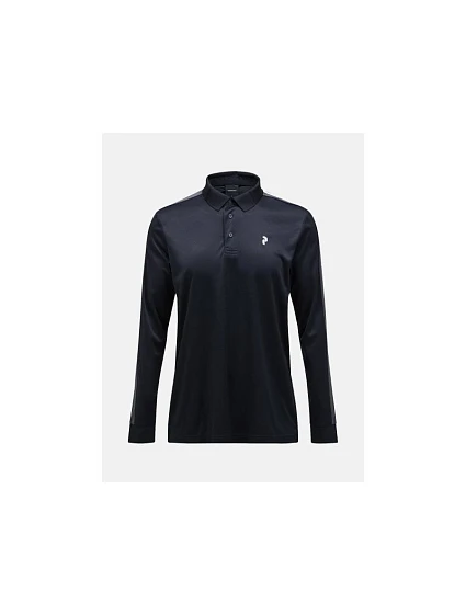 Tričko PEAK PERFORMANCE Player Longsleeve Polo Men, černé Tričko PEAK PERFORMANCE Player Longsleeve Polo Men, černé