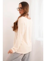 Svetr dámský z měkké pleteniny s dekoltem do V ecru Svetr dámský z měkké pleteniny s dekoltem do V ecru