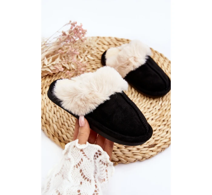 Dětské Pantofle S Kožešinou Černé Befana Dětské Pantofle S Kožešinou Černé Befana