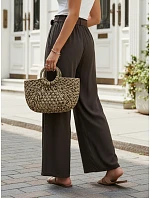 Dámské kalhoty z lyocellu se širokými nohavicemi, hnědé, FashionStreet UY3065