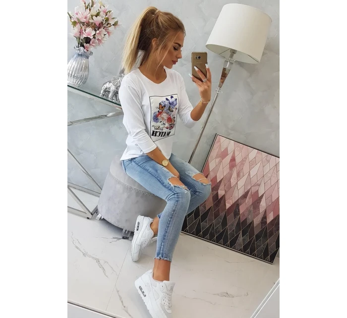 Halenka s grafikou 3D Watch bílá Halenka s grafikou 3D Watch bílá