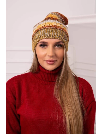 Čepice s fleecem Patrycja K254 hořčice+khaki Čepice s fleecem Patrycja K254 hořčice+khaki