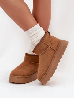 Dámské Sněhule Na Platformě Zateplené Kožíškem Camel model 21705239 - Boto