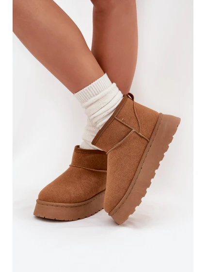 Dámské Sněhule Na Platformě Zateplené Kožíškem Camel model 21705239 - Boto Dámské Sněhule Na Platformě Zateplené Kožíškem Camel model 21705239 - Boto
