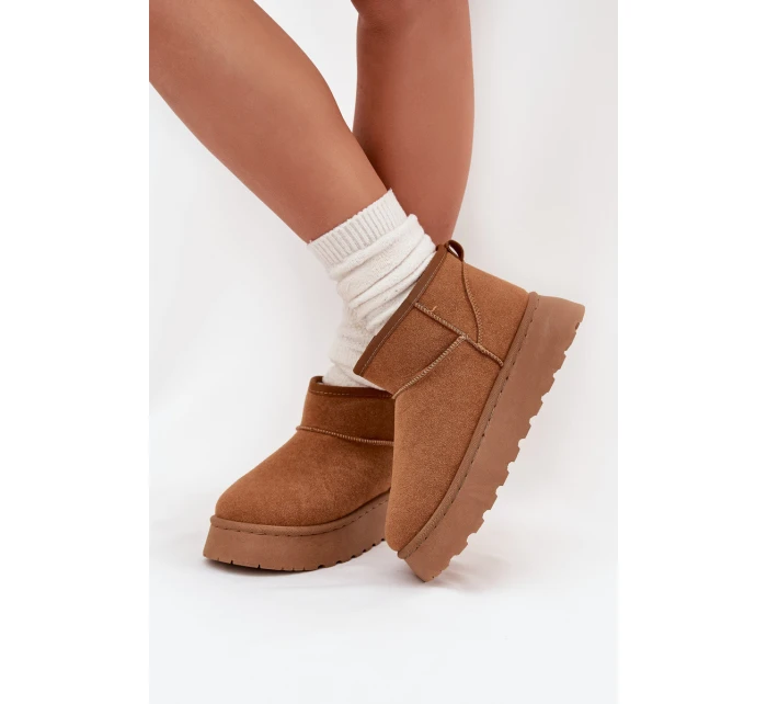 Dámské Sněhule Na Platformě Zateplené Kožíškem Camel model 21705239 - Boto Dámské Sněhule Na Platformě Zateplené Kožíškem Camel model 21705239 - Boto