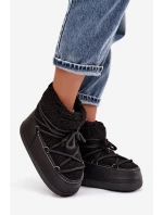 Dámské sněhule s kožíškem typu vázané Černé model 21757752 - Boto