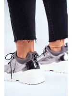 Kožené Sportovní Obuv Sneakers GOE Stříbrné Kožené Sportovní Obuv Sneakers GOE Stříbrné