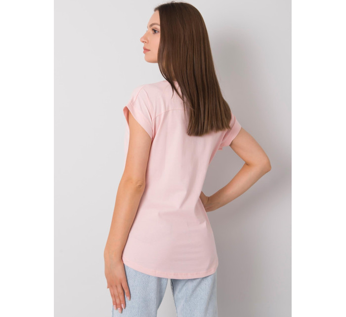 Světle růžové bavlněné dámské tričko