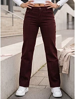 Dámské džíny s širokými nohavicemi a vysokým pasem, vínové, FashionStreet UY3090