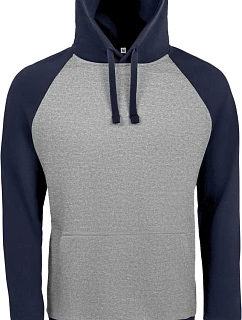 SOL'S Seattle Unisex 2-barevná raglánová mikina s kapucí 25.2998 grey melange/french navy