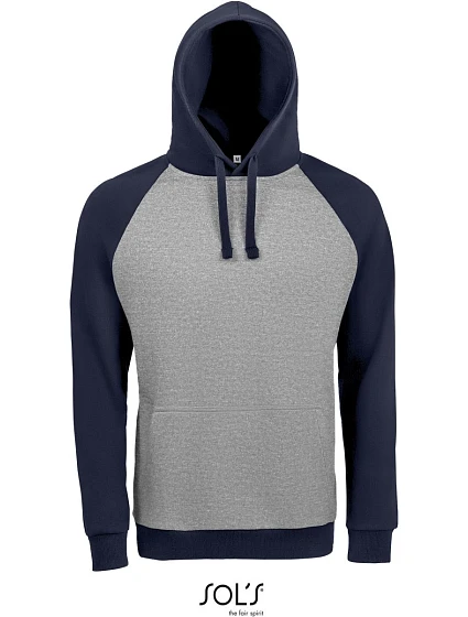 SOL'S Seattle Unisex 2-barevná raglánová mikina s kapucí 25.2998 grey melange/french navy SOL'S Seattle Unisex 2-barevná raglánová mikina s kapucí 25.2998 grey melange/french navy